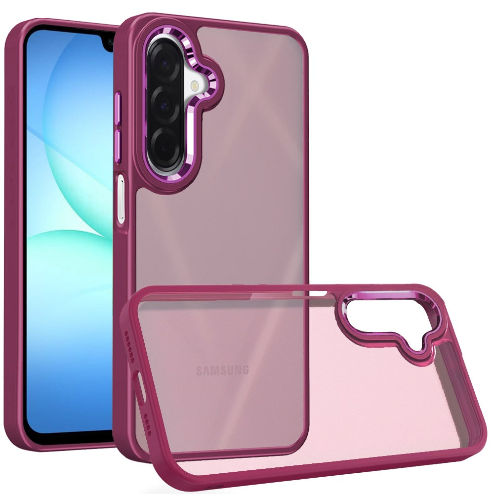 Phone Case for Galaxy A17 5G Polished Acrylic Hybrid TPU Slim Shockproof Metal Button Thick Durable Grip Camera Protection Anti-Scratch Cover Red