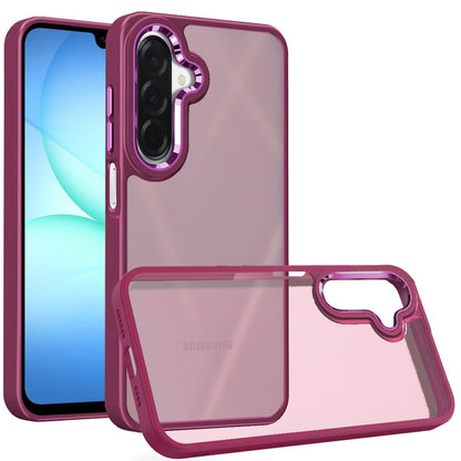 Phone Case for Galaxy A17 5G Polished Acrylic Hybrid TPU Slim Shockproof Metal Button Thick Durable Grip Camera Protection Anti-Scratch Cover Red