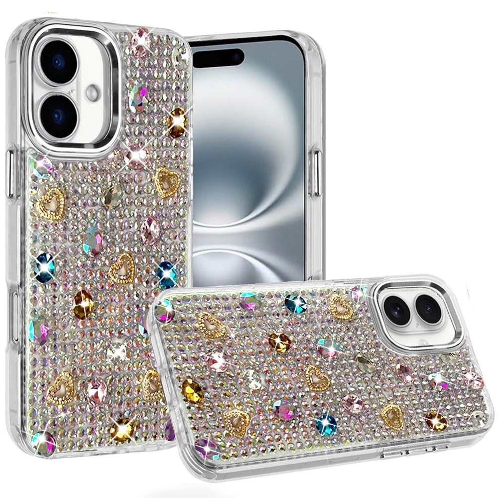 Chrome Fashion Hybrid Bling Diamond Heart Rhinestone Decorative Stones Sparkling Embellished Design