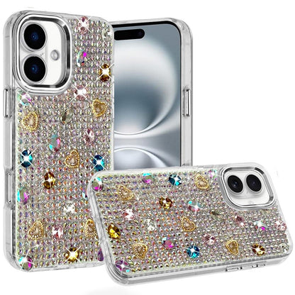 Chrome Fashion Hybrid Bling Diamond Heart Rhinestone Decorative Stones Sparkling Embellished Design
