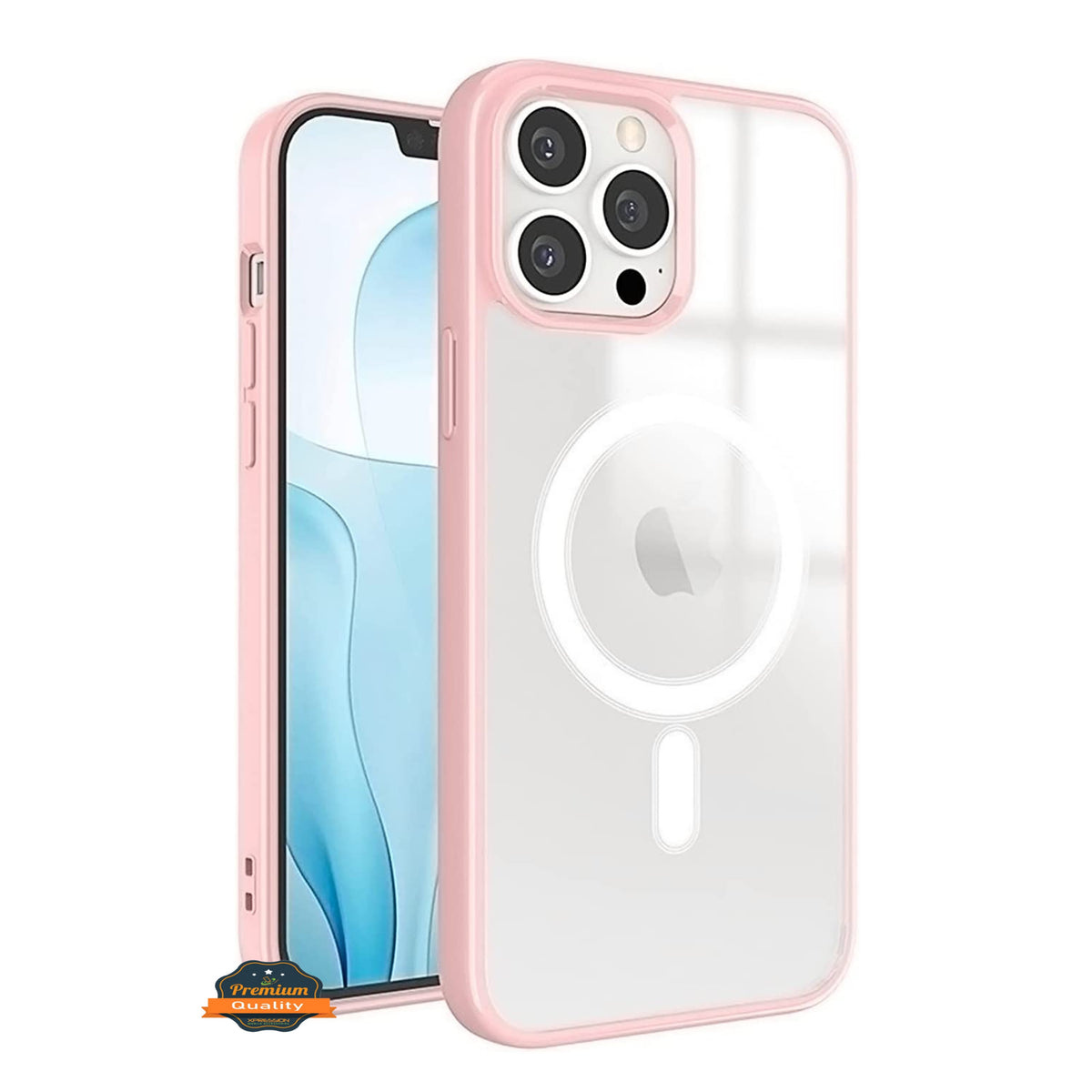 For Apple iPhone 17 Pro Max Hybrid Clear Transparent with Color Edge Bumper, MagSafe Compatible Ultra Slim Hard PC Case Cover