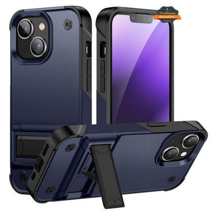 For Apple iPhone 15 Plus (6.7") Heavy Duty with Kickstand Stand Hybrid Sturdy Military Armor Durable Shockproof Bumper  Phone Case Cover