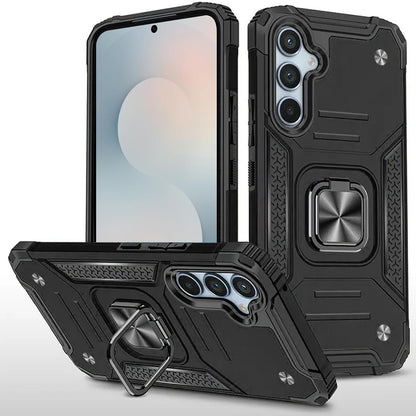 For Samsung Galaxy S26 Armor Hybrid Magnetic Stand with Ring Holder Kickstand Shockproof Heavy-Duty Durable Rugged TPU Dual Layer Case Cover