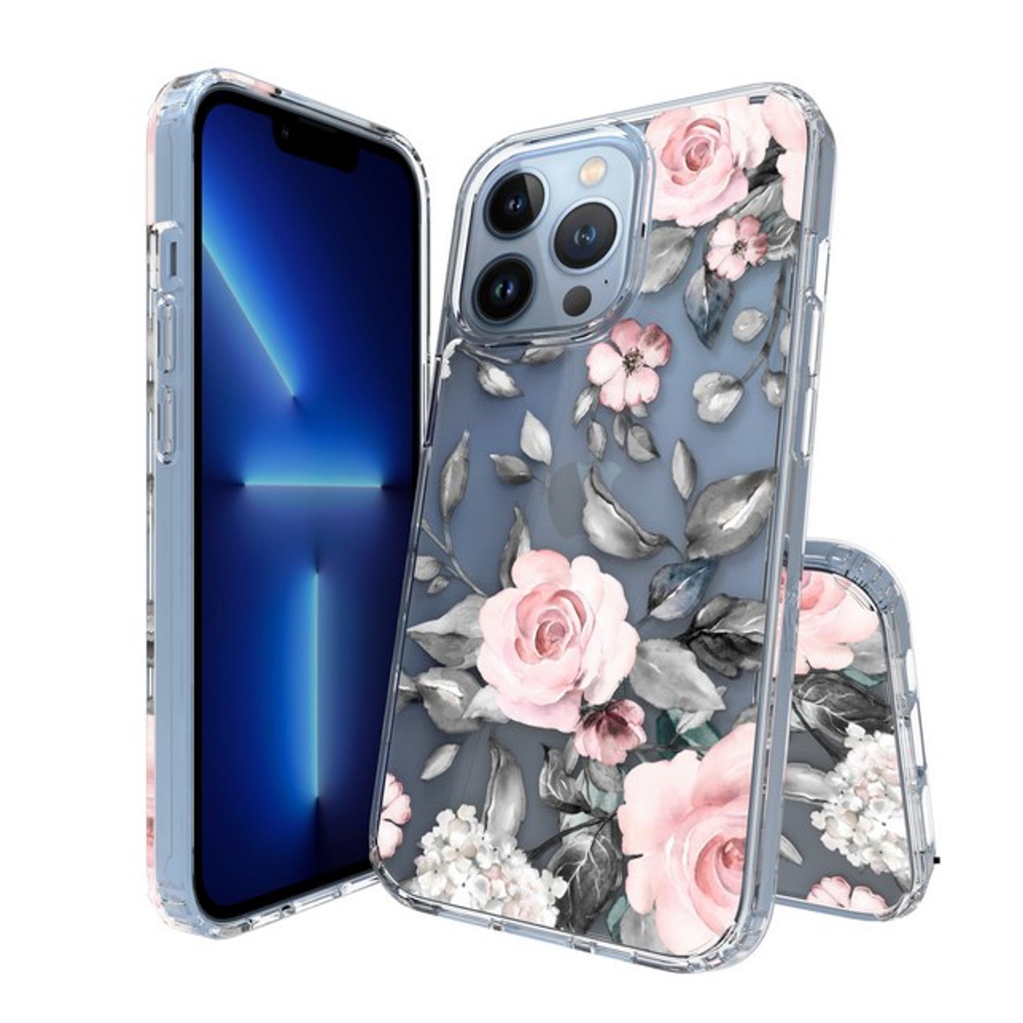 Phone Case Cover for Apple iPhone 17E /iPhone 16E Floral Pattern Hybrid Transparent TPU Silicone, Shock Absorption Bumper, Hard Back Slim Cover