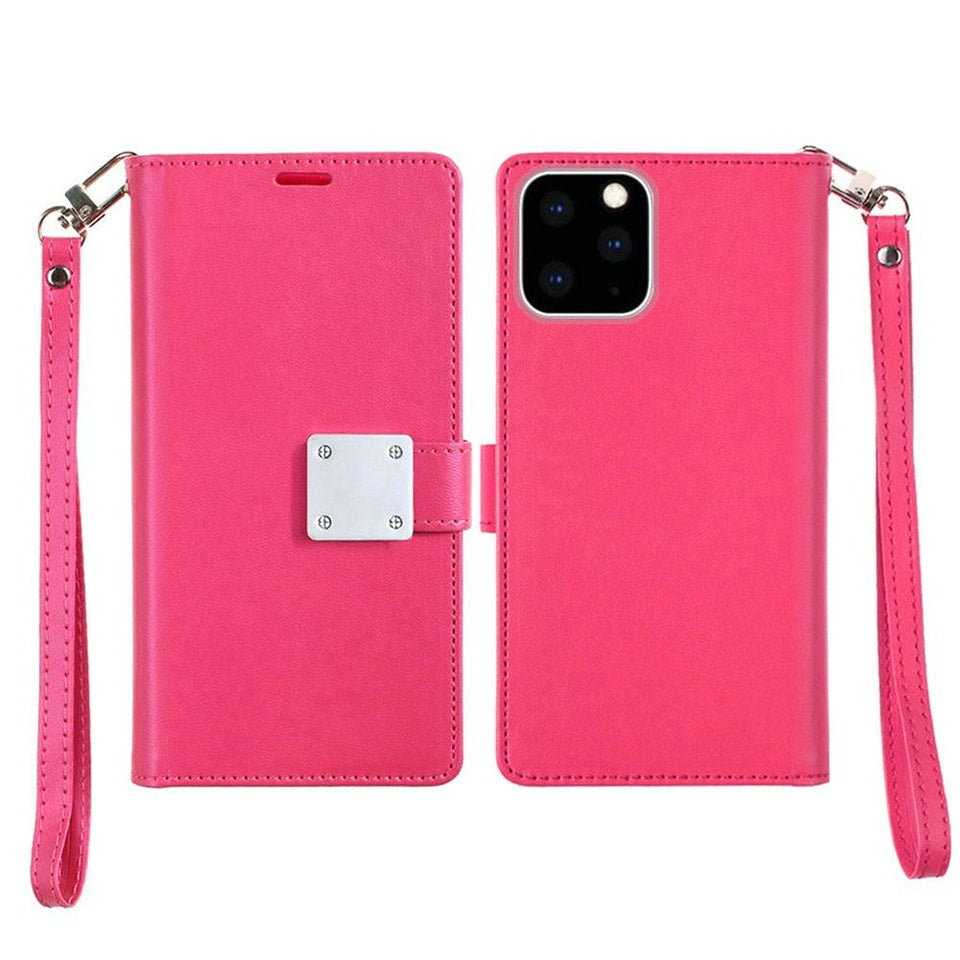 For Google Pixel 9A Wallet Cases PU Leather with Credit Card /ID /Cash Holder Slot Dual Flip Book Pouch, Stand and Strap Case Cover Hot Pink