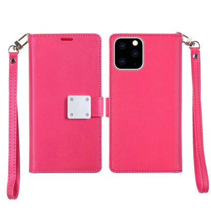 For Google Pixel 9A Wallet Cases PU Leather with Credit Card /ID /Cash Holder Slot Dual Flip Book Pouch, Stand and Strap Case Cover Hot Pink