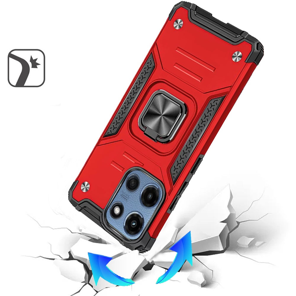 For Motorola Moto G 5G 2025 Armor Hybrid Magnetic Stand with Ring Holder Kickstand Shockproof Heavy-Duty Durable Rugged TPU Dual Layer Case Cover