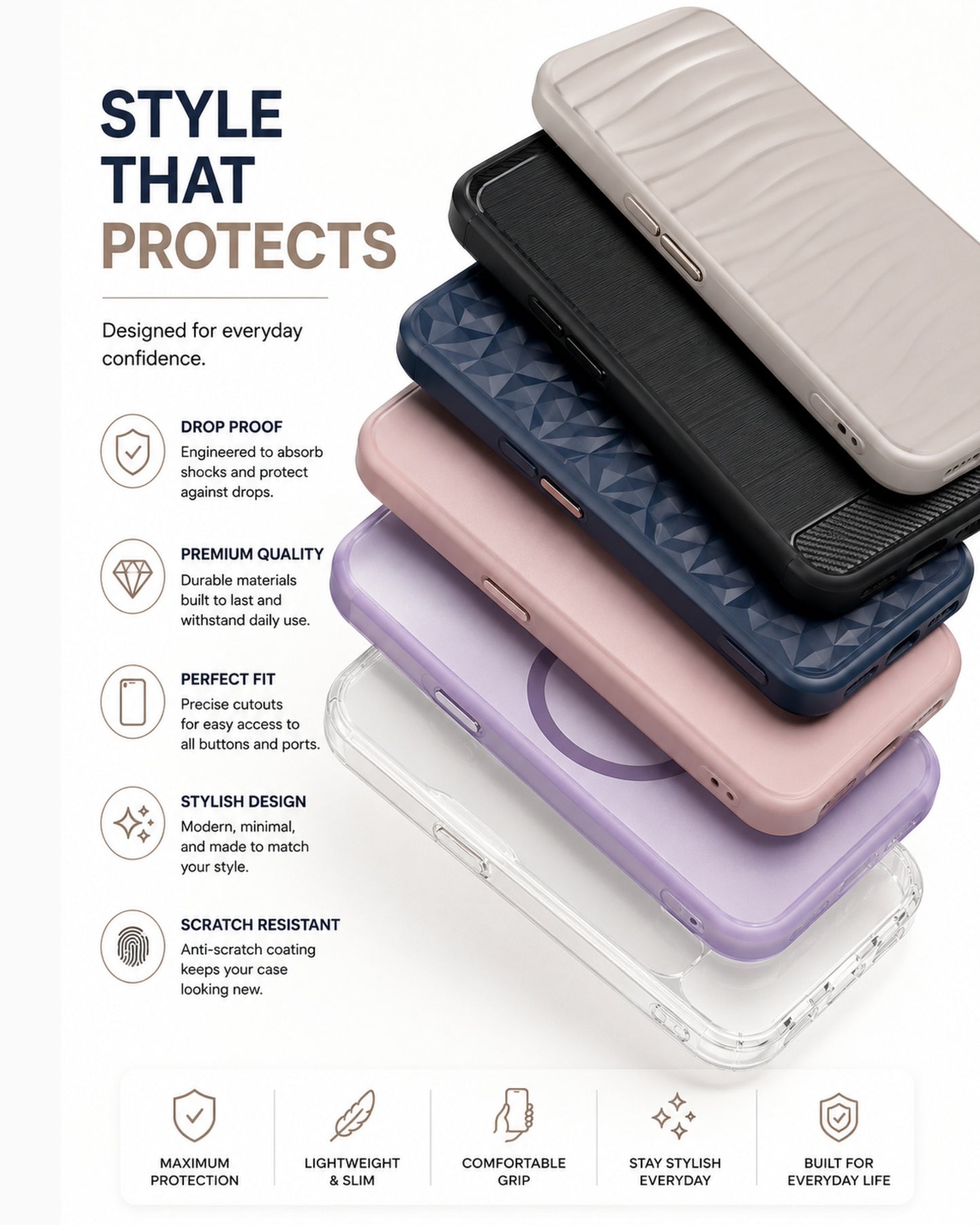 Phone Case Cover for Cloud Mobile Stratus C8 Prime Dual Layer Slim & Tough Hybrid Shockproof Heavy Duty Rubber TPU Matte with Textured Rugged Shell Protection Cover