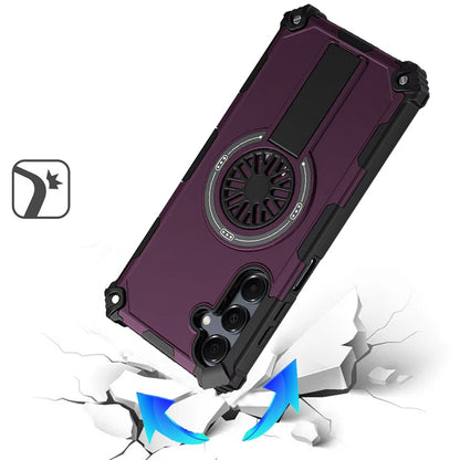 Phone Case for Samsung Galaxy A17 5G Invisible Kickstand Magnetic Car Mount Friendly Shockproof Texture Anti Slip Durable Grip Heavy Duty Hybrid Cover