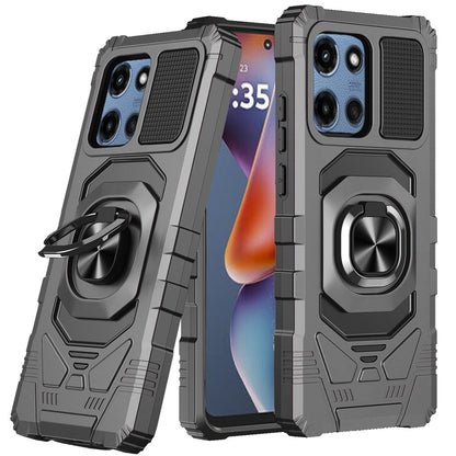 For Motorola Moto G 5G 2026/2025 Hybrid Dual Layer with 360° Rotate Magnetic Ring Stand Holder Kickstand TPU Rugged PC Shockproof Case Cover Grey