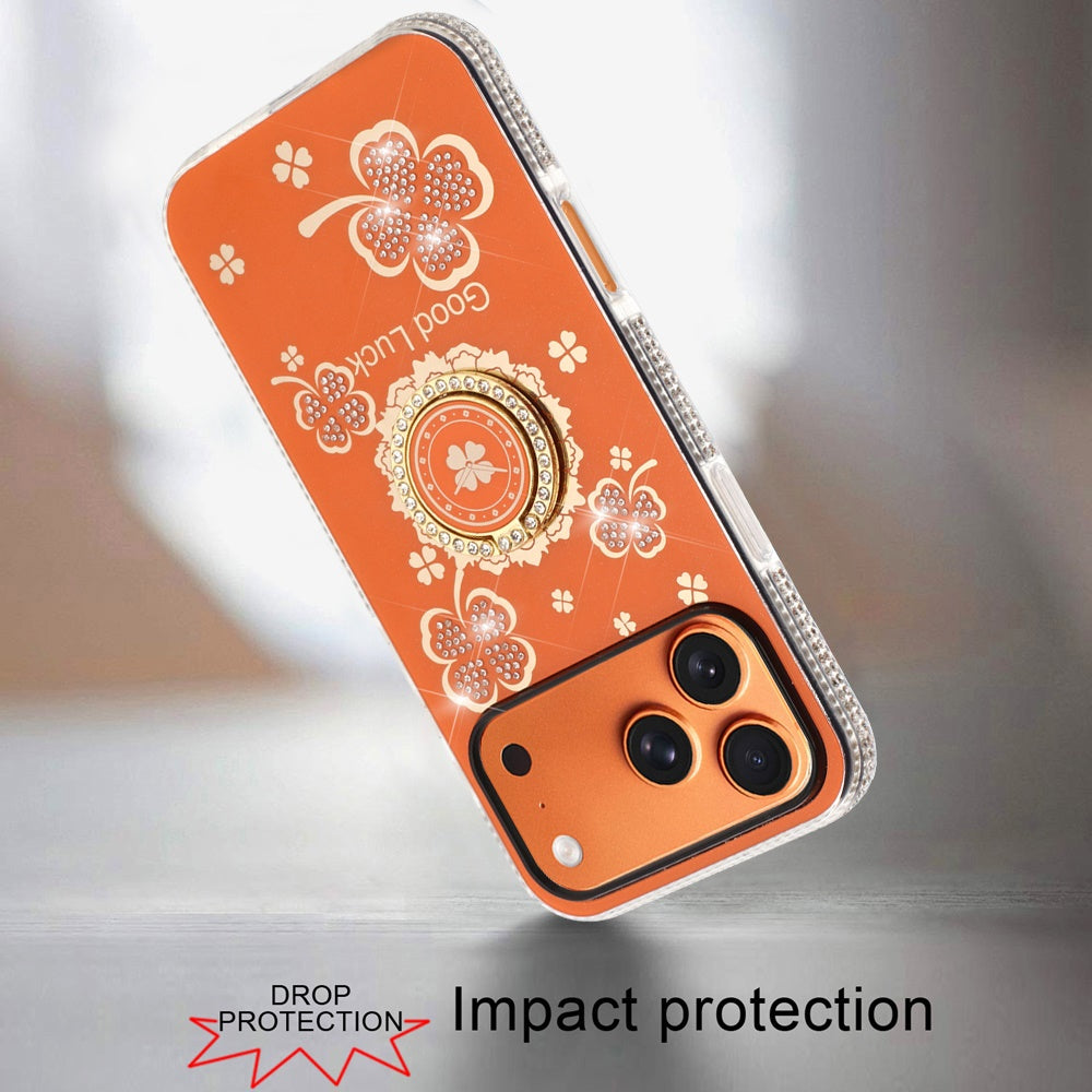 Phone Case for Apple iPhone 18 Pro Glitter Diamond Ring Stand Sparkle Rhinestone Edge AntiSlip Kickstand Luxury Fashion Bumper Shockproof Cover