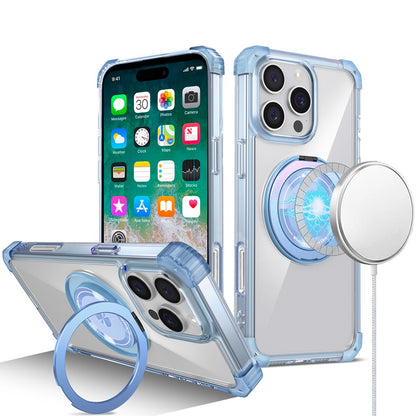 For Apple iPhone 16 Plus (6.7") Magnetic [Compatible with Magsafe] with 360° Rotatable Ring Holder Invisible Stand Transparent Case Cover