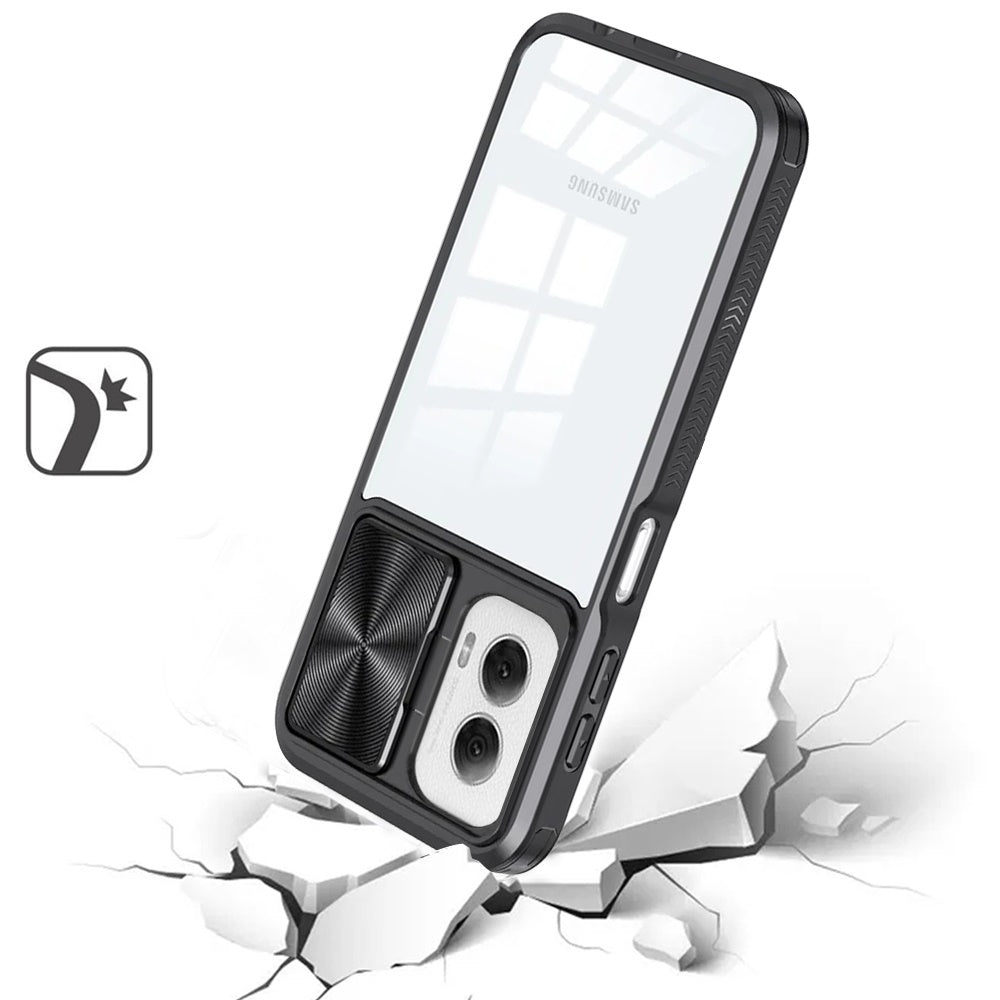 Standard for Motorola Moto G Stylus 5G 2024 Motorola Moto G Stylus 5G 2024 Hybrid Cases with Sliding Camera Cover Transparent Back Slim Shockproof Bumper TPU Protective Cover
