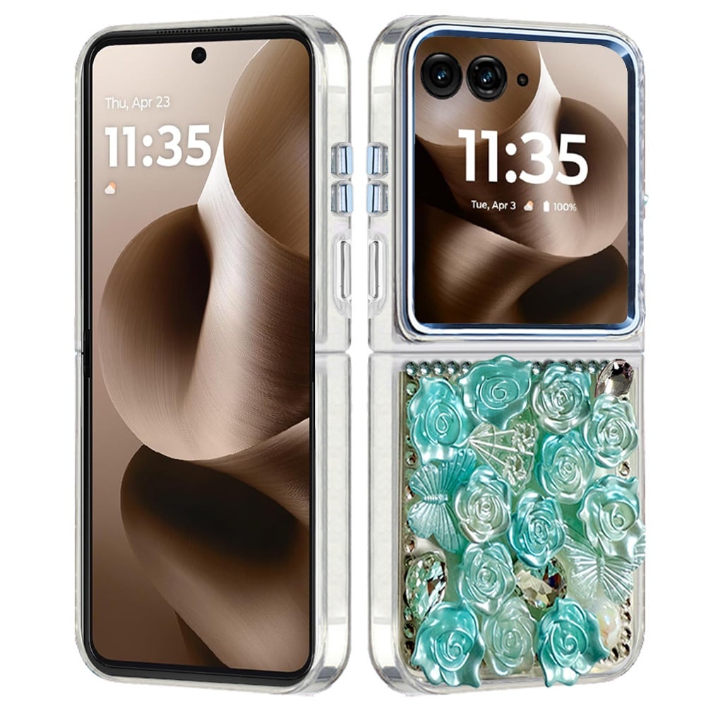 For Motorola Razr Ultra 2025 Muti-Color Floral Fashion Bling Crystal 3D Full Diamonds Stones Sparkle Rhinestone Glitter Hybrid Case Cover