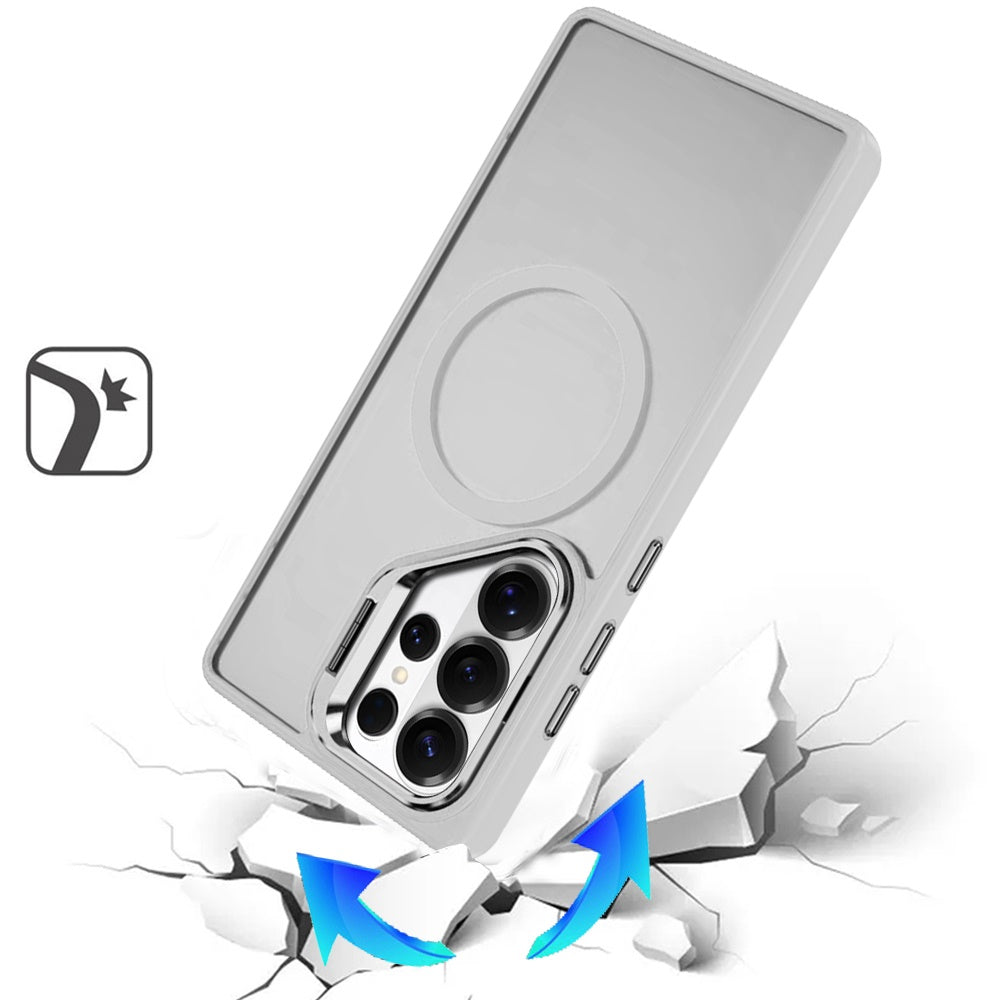 For Samsung Galaxy S26 Ultra Heavy Duty Metallic Hybrid Tough TPU with Camera Ring Stand, MagSafe Compatible, Rugged Drop Protection Case Cover