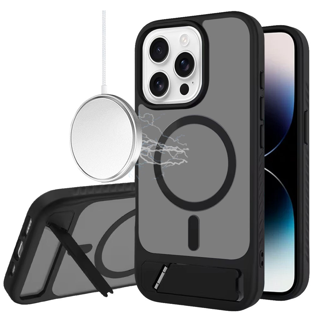 Phone Case for Apple iPhone 14 Pro Max Matte Magnetic Metal Kickstand Shockproof Grip Anti Slip Durable Protective Heavy Duty Hybrid Cover