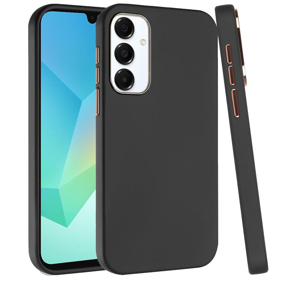 Phone Case for Samsung Galaxy A16 5G Hybrid Silicone TPU Rubber Chromed Edge TPU Bumper Reinforced Corners Shock Absorbing Protection Cover Black