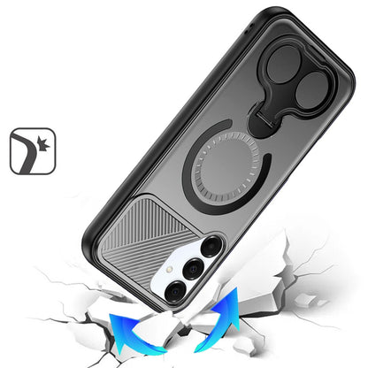 For Samsung Galaxy A16 5G Hybrid with Invisible 2 Hole Ring Stand Magnetic back Car Mount Friendly Protector Case Cover