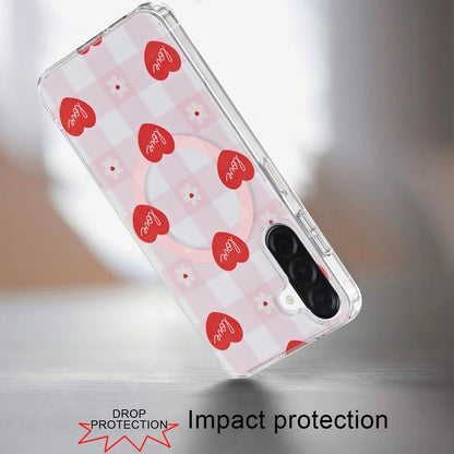 Phone Case for Samsung Galaxy A17 5G Shockproof Dual Layer TPU IMD Print Rugged Anti-Slip Grip Drop Protection Scratch Resistant Slim Fit Glossy Floral Heart Aesthetic Cover