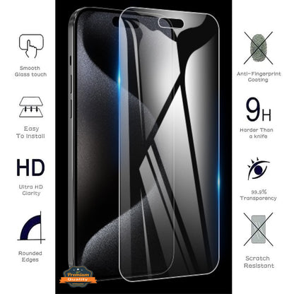 For Apple iPhone 16 (6.1") Tempered Glass Screen Protector HD Transparent [Bubble Free, Case Friendly] 9H Glass Screen Guard Case Cover