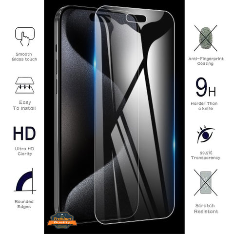 For Apple iPhone 15 Plus (6.7") Tempered Glass Screen Protector HD Transparent [Bubble Free, Case Friendly] 9H Glass Screen Guard Clear Screen Protector