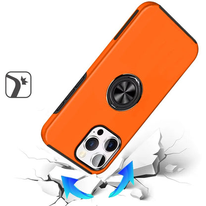 For iPhone 16 Pro Max (6.9") Hybrid 360 Degree Rotatable Metal Invisible Ring Stand Holder Slim Fit Magnetic Car Mount Shockproof Case Cover Cosmic Orange