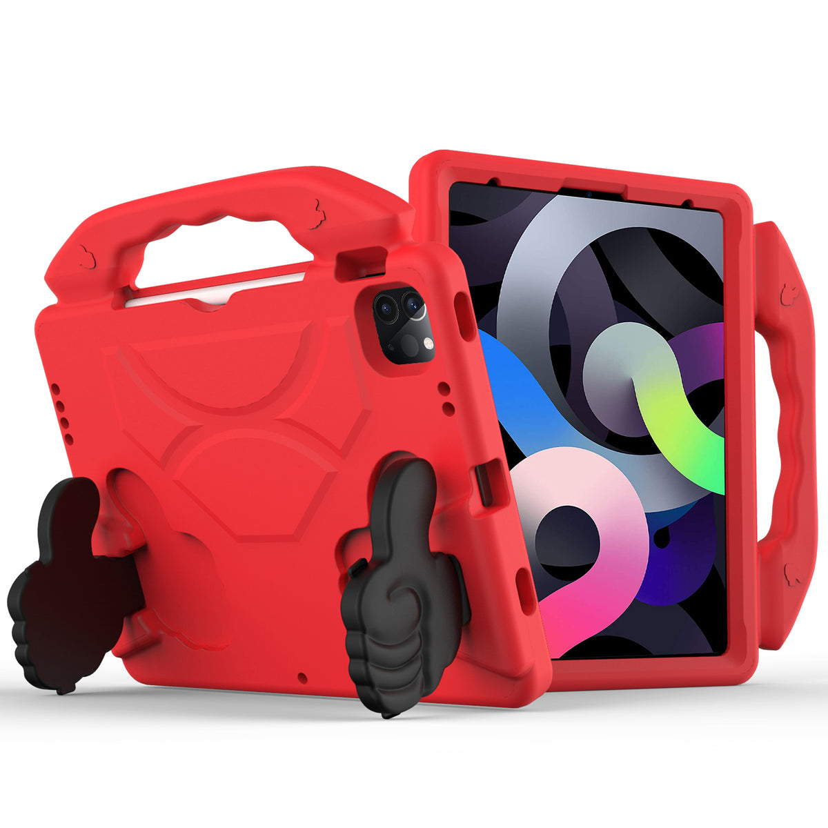 For Kid-Friendly Hybrid Tablet Shockproof Stand Case Antislip Rubber Silicone TPU - Thumbs Up Kickstand Red Tablet Case Cover