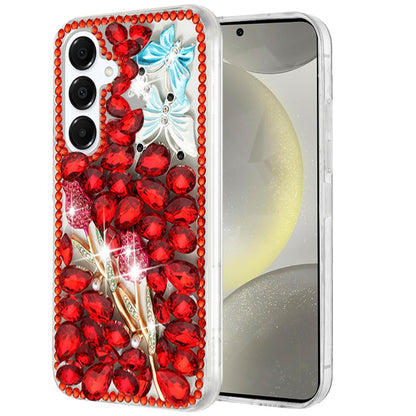 For Samsung Galaxy S25 /S24 Bling Crystal 3D Full Diamonds Luxury Sparkle Rhinestone Hybrid Protective Case Cover