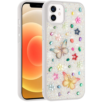 For Apple iPhone 12 /12 Pro Diamond Butterfly 3D Glitter Bling Design, Slim Hybrid Sparkle Protective Cover TPU for Women Girls Case Cover