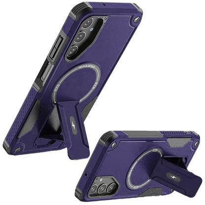 Phone Case for Galaxy A17 5G Magnetic Kickstand Rugged Shockproof Armor Grip Anti Slip Heavy Duty Protective Matte Stand Hybrid Cover Purple