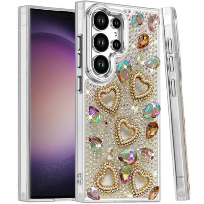 Luxury Crystal Heart Rhinestone Diamond Bling Shockproof Hybrid Glitter Protective Stylish Durable Grip