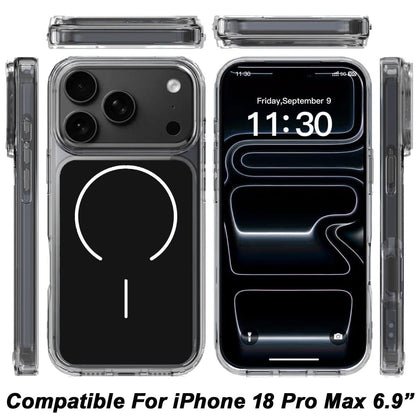 Phone Case for Apple iPhone 18 Pro Max Metallic Transparent Magnetic Magsafe Compatible Shockproof Hybrid TPU Durable Clear Protective Grip Cover