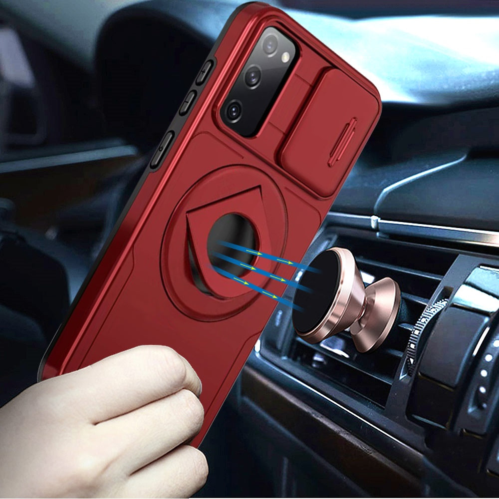 For Samsung Galaxy S23 FE /Fan Edition Full Coverage with Camera Window, Magnetic Circle, Rotatable Ring Stand, MagSafe Compatible, Shockproof Hybrid Protectiv Case Cover