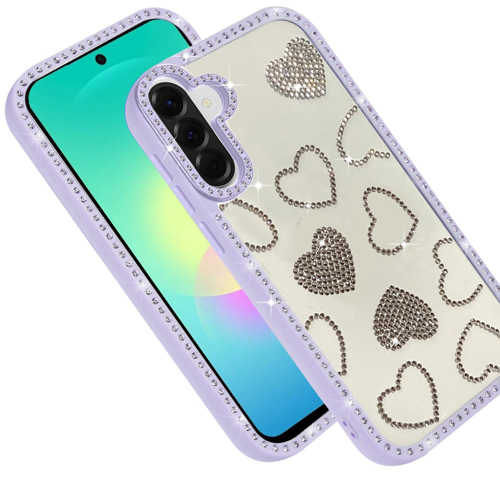 Phone Case for Samsung Galaxy A27 Spread Love Hearts Glitter Shimmer Bling Diamond Edge Shockproof Hybrid Stylish Protective Slim Grip Designer Cover