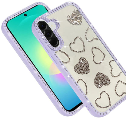 Phone Case for Samsung Galaxy A27 Spread Love Hearts Glitter Shimmer Bling Diamond Edge Shockproof Hybrid Stylish Protective Slim Grip Designer Cover