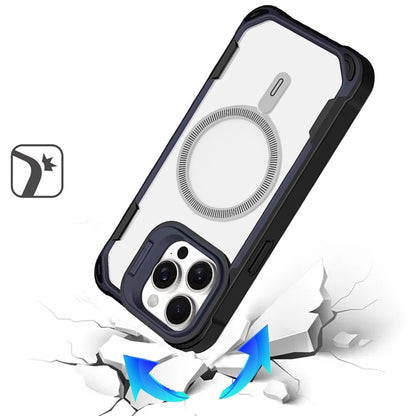For Apple iPhone 15 Magnetic Circle Hybrid with Camera Stand, Compatible with MagSafe, Shockproof Protective Case Cover