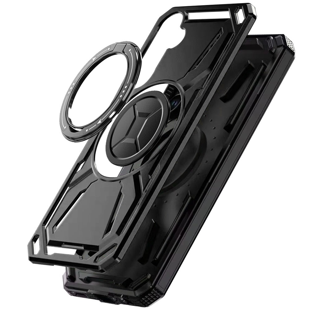 For Samsung Galaxy S22+ Plus Hybrid Magnetic Ring and 360° Rotational Kickstand with MagSafe Compatible, Military Grade Drop Protection Case Cover Black