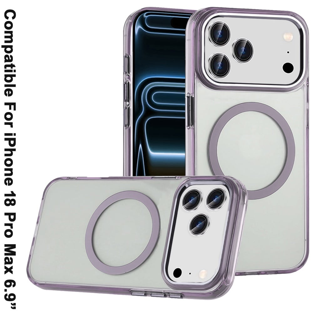 Phone Case for Apple iPhone 18 Pro Max Magnetic Clear Acrylic Metal Button Camera Guard Shockproof Transparent Slim Grip Premium Hybrid Cover