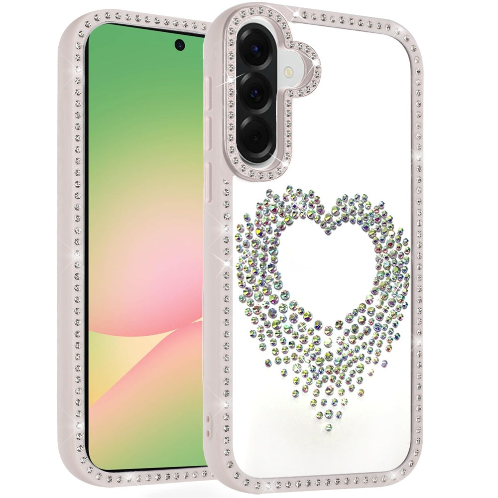 For Samsung Galaxy A57 Angel Hearts Glitter Shimmer Diamond Edge Hybrid Drop Protection Shockproof Design Case Cover