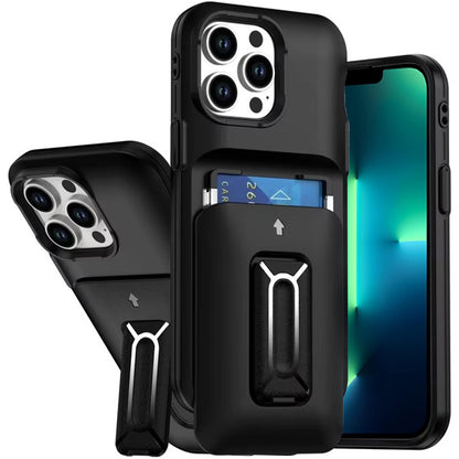 For Apple iPhone 13 Pro Max Wallet Case with 2- Credit Card Holder, Wrist Strap & Kickstand Hybrid Shockproof TPU Case Cover