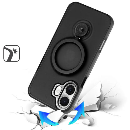 For Apple iPhone 17 Air (6.6") MagSafe Compatible with 360° Ring Stand, Magnetic Kickstand, Slim Hybrid Protective Case Cover Black