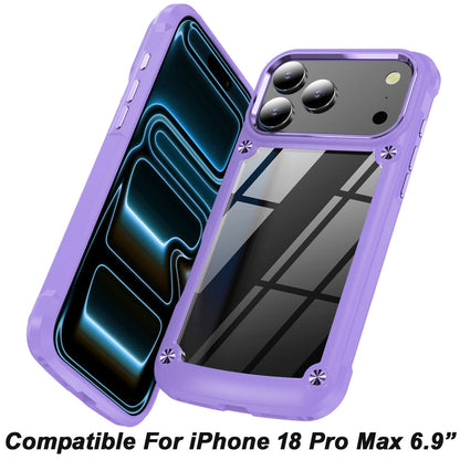 Phone Case for Apple iPhone 18 Pro Max Transparent Hybrid Metal Button Camera Edge Shockproof Bumper Frame TPU Protective Slim Grip Durable Cover