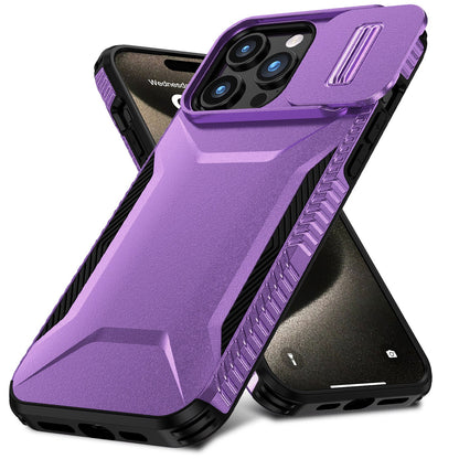 Apple iPhone 16 Pro (6.3") Slim Fit Shockproof Hybrid with Slide Camera Window Covering, Rugged Tpu Silicone Hard PC Bumper