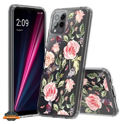 For Motorola Moto G 5G 2026 / Moto G Play 2026 Floral Pattern Hybrid Transparent TPU Silicone, Shock Absorption Bumper, Hard Back Slim Case Cover