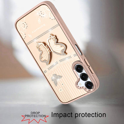 Glitter Bling Butterfly Stand Metallic Edge Hybrid Shockproof Grip Durable Camera Protection Stylish Design