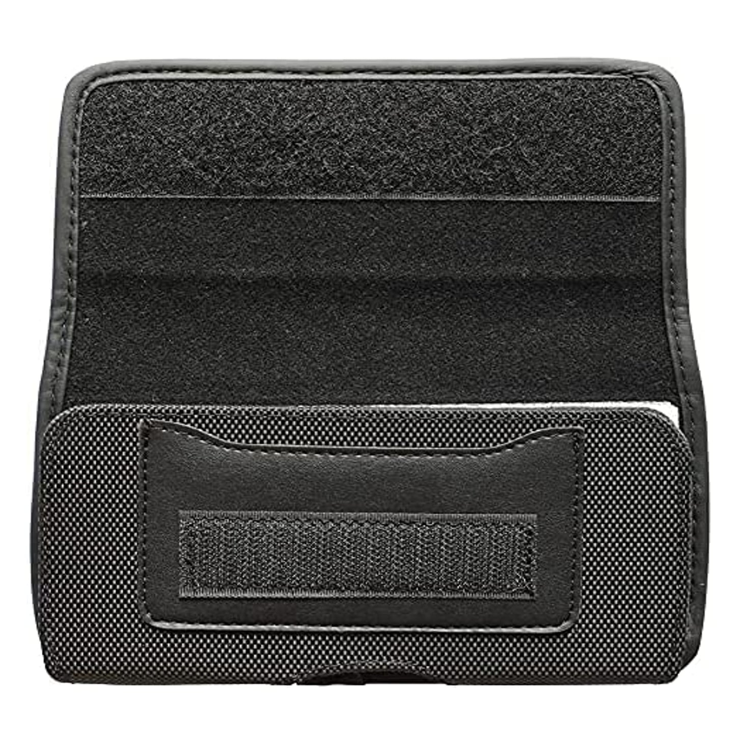 For Apple iPhone 16 Pro (6.3") Pouch Case Universal Horizontal Canvas with Credit Card ID Slot and Belt Clip Loop Holster Cell Phone Holder Cover [Black]