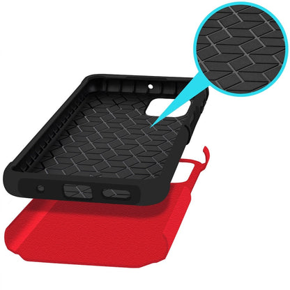 For TCL Revvl 7 5G Slim Tough Shockproof Hybrid with Dual Layer Hard PC + TPU Protection, Armor for Strong Drop & Impact Resistance Case Cover Red
