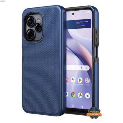 For T-Mobile Revvl 8 Pro Dual Layer Slim & Tough Hybrid Shockproof Heavy Duty Rubber TPU Matte with Textured Rugged Shell Protection Case Cover