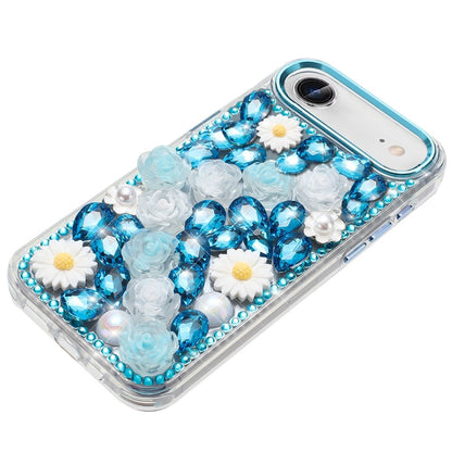 For Apple iPhone 17 Air (6.6") Fashion Daisy Floral Series, Full 3D Bling Crystal Diamonds Sparkling Rhinestone Glitter Hybrid Design Case Cover