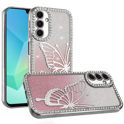 For Apple iPhone 14 /13 Butterfly Glitter Diamond Shimmer Hybrid Slim & Stylish Electroplated Sparkly Bling Shockproof TPU Protective Case Cover
